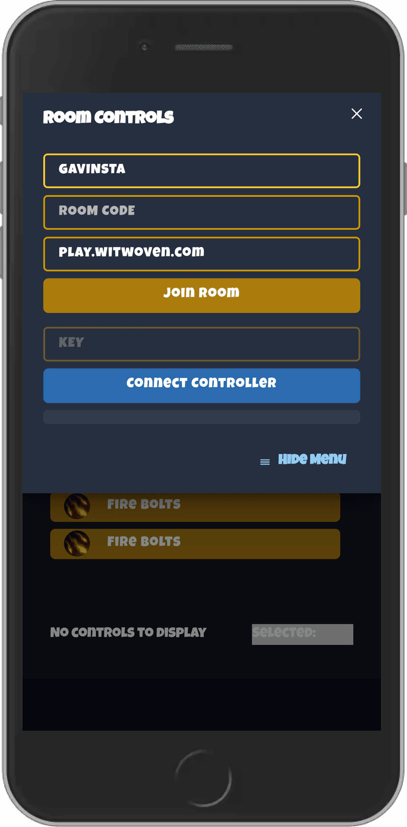 Image of phone being used as a controller